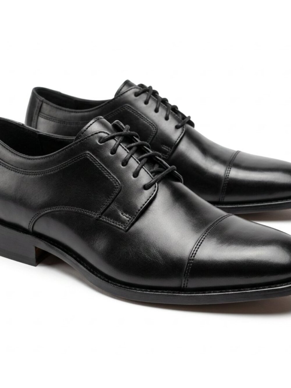 J.Murphy Johnston & Murphy Men Sz 10M Blk Leather Cap Oxford Shoes 59-11567
